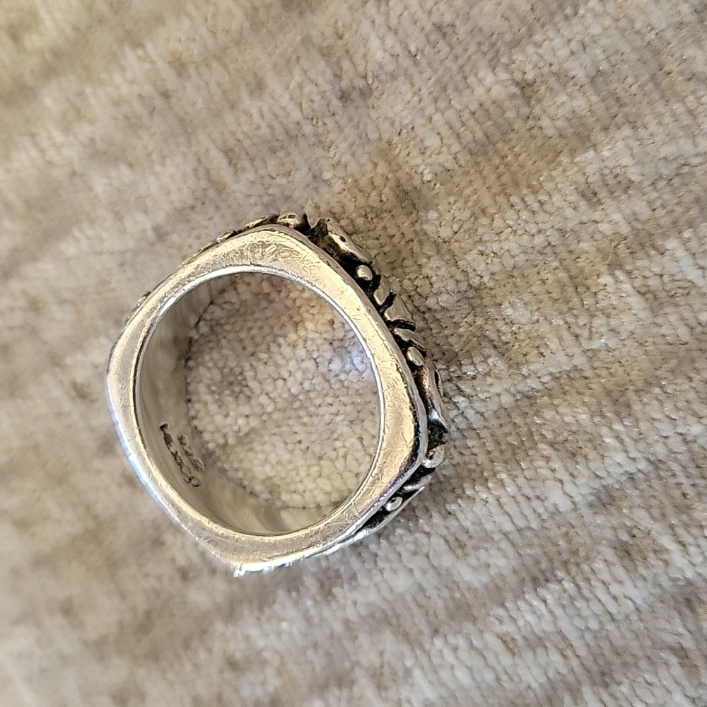 R0835 Vintage Silpada .925 Sterling Silver Square Scroll Filigree Ring Size 9 - Picture 4 of 8